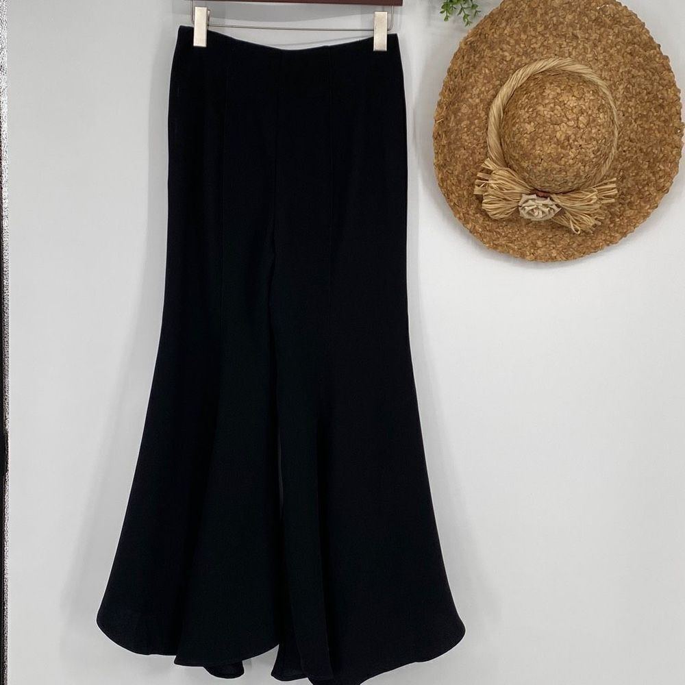 Anthropologie Zinnia Tulip Flare Pants High-Rise Side Zip Dressy Black Size 4 - Picture 10 of 16
